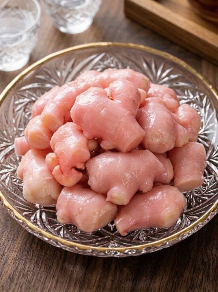 Pickled ginger in a glass bowl
